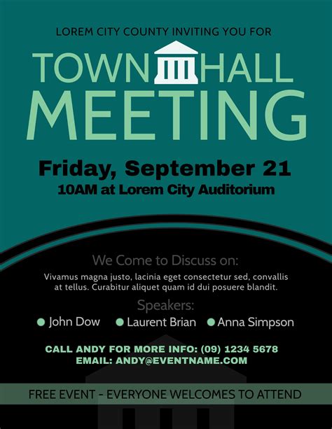 Town Hall Meeting Poster Design Template