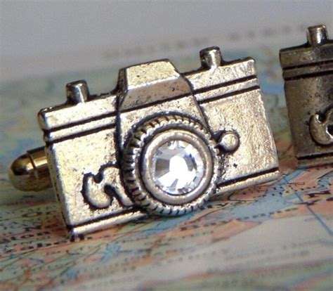 Camera Cufflinks Swarovski Crystal Glass Lens Antiqued Silver | Etsy