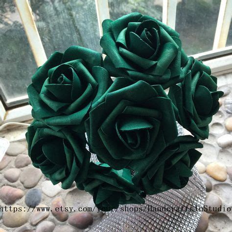 Emerald Flowers Artificial Roses 8cm 100 PCS Hunter Green Flowers For ...