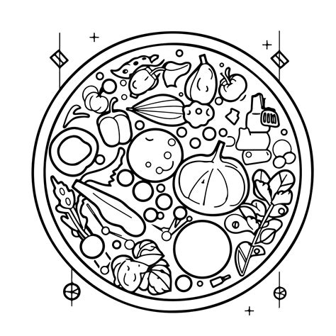 Premium Vector | Food coloring page line drawing day