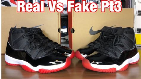 Air Jordan BRED 11 Real Vs Fake Part 3 . Latest Fake pairs - YouTube