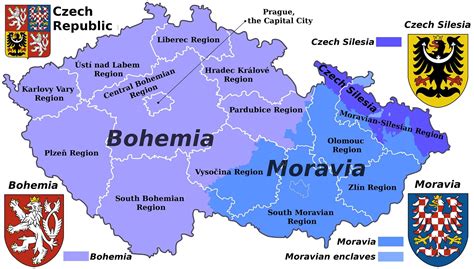 Czech Republic regions map | Czech republic, Prague czech republic, Moravia