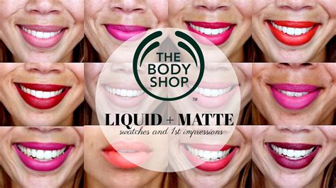 THE BODY SHOP liquid + matte lipstick swatches // NEW 2017 shades - YouTube