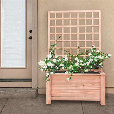 Natural Cedar Planter Box with Trellis | Eartheasy.com