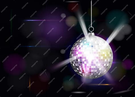 Premium Vector | Vector realistic image of silver disco ball with ...