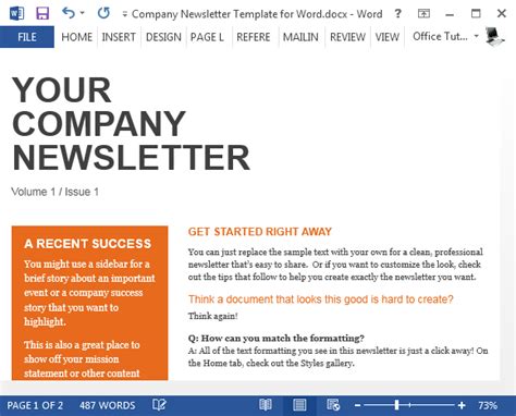 Free Company Newsletter Template For Word