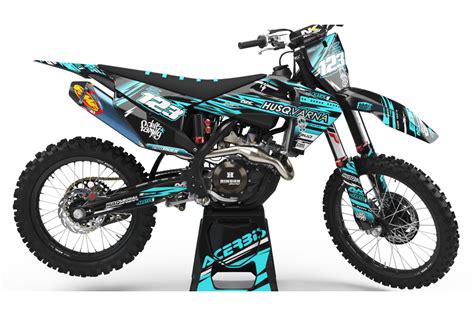 Custom dirt bike Graphics kit Husqvarna JUST1 TEAL | custom-graphics-mx