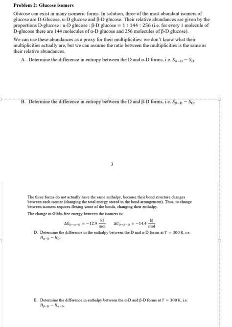 Problem 2: Glucose isomers Glucose can exist in many | Chegg.com