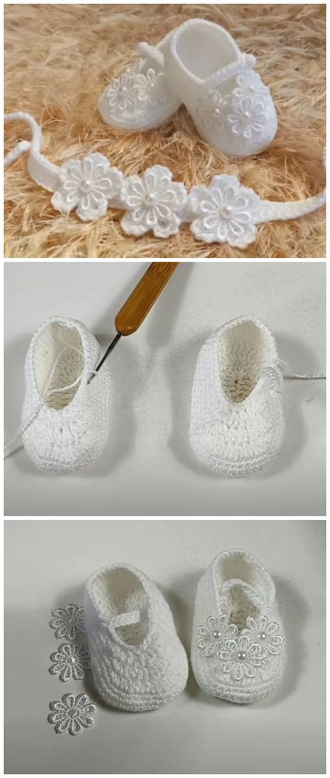 Crochet Lovely Baby Shoes With Beads And Flowers - Crochet Ideas