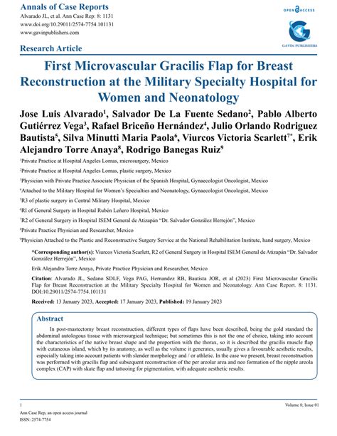 (PDF) Ann Case Rep, an open access journal First Microvascular Gracilis ...