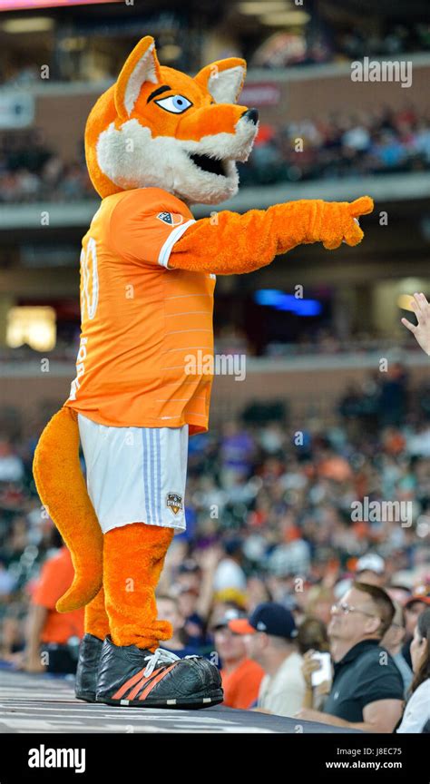 Houston, Texas, USA. 28th May, 2017. Houston Dynamo mascot Diesel pumps ...