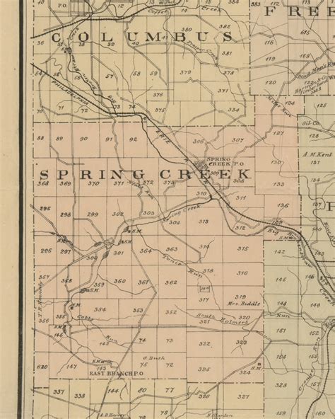 Spring Creek Township, Pennsylvania 1882 Old Town Map Custom Print ...