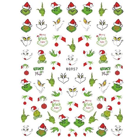 Grinch Nail Art StickersPack 5 Stickers(WG-768+955+956+957+960 ...