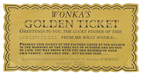 Willy Wonka Printable Golden Ticket - Printable And Enjoyable Learning