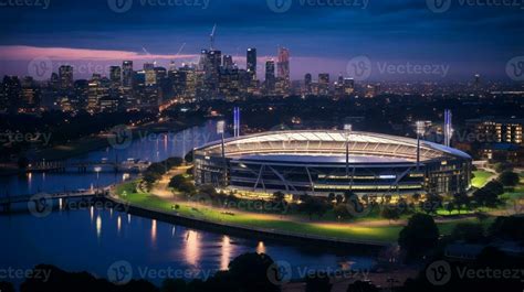 Night view of Melbourne Cricket Ground. Generative AI 32977669 Stock ...