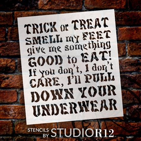 Trick or Treat Smell My Feet Poem Word Stencil 10 - Etsy