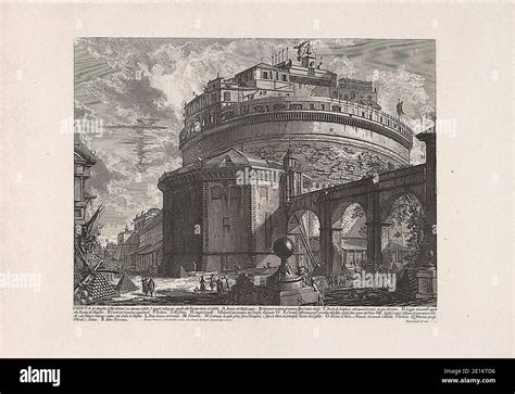 Vintage engraving of Castel Sant'Angelo.Views of Rome designed and ...