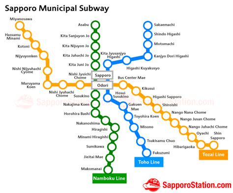 The Namboku Subway Line for Sapporo, Odori, Susukino, and Nakajima-Koen ...