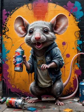 Premium Free ai Images | graffiti writer rat with spraycan in hand in ...