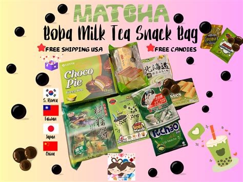 Matcha Bubble Boba Milk Tea Drink/ Matcha Snack Mix/ 12 Pcs/ - Etsy