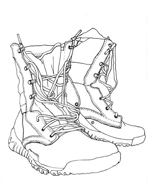 Combat Army Boots Coloring Pages - ColoringBay