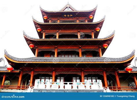 The Chinese Traditional Building in Juzizhou Island Stock Photo - Image ...