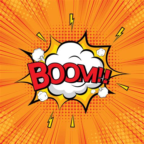 Vector boom comic text speech bubble. Color pop art style sound effect ...