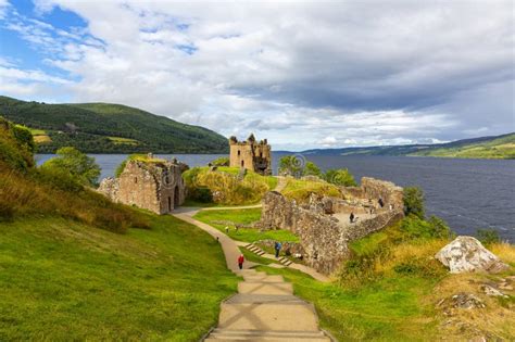 Ruins of Urquhart Castle Along Loch Ness, Scotland Editorial Stock ...