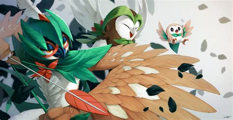 Crux Rhee - Fanart-Pokemon Rowlet Family