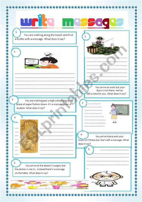 WRITE MESSAGES - ESL worksheet by nataliaalmoines