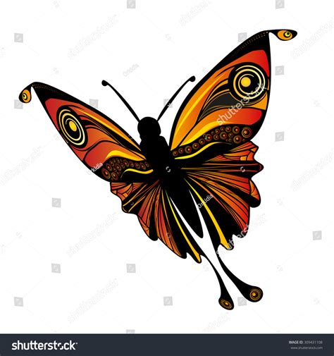 Red Butterfly Stock Vector Illustration 309431108 : Shutterstock