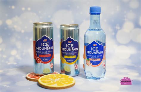 ICE MOUNTAIN Sparkling Water in three fruity flavours - Peach, Lemon ...