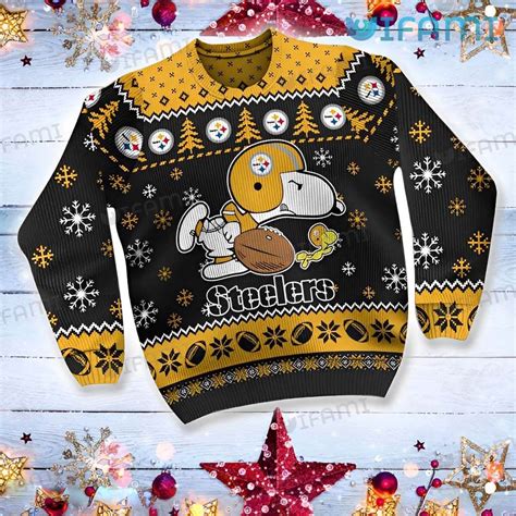 Steelers Christmas Sweater Snoopy Playing Pittsburgh Steelers Gift ...