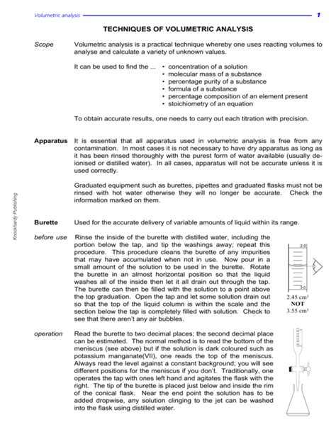 techniques of volumetric analysis