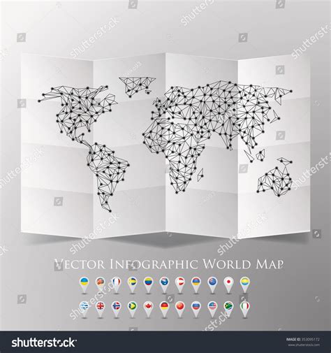 Vector World Map National Flags Stock Vector (Royalty Free) 353095172 ...