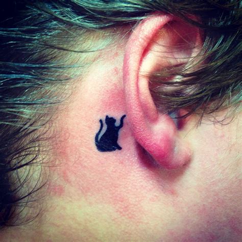 cat silhouette tattoo behind ear - Fucking Incredible Blawker Ajax