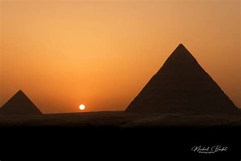 Sunset over Pyramids of Giza, Egypt