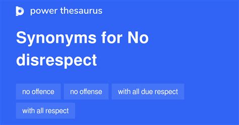 No Disrespect synonyms - 53 Words and Phrases for No Disrespect