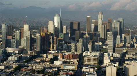 7.6K stock footage aerial video of the skyline from the west side of ...