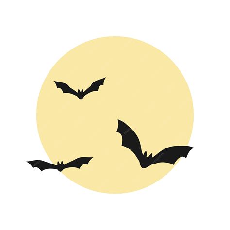 Premium Vector | Full moon and bats flat silhouette illustration