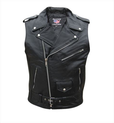 Mens Classic Sleeveless Buffalo Leather Motorcycle Jacket MLSJ07 ...