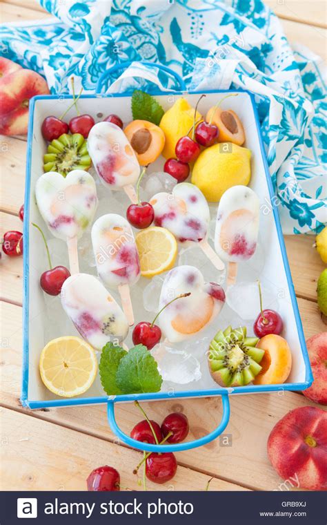 Frozen Fruit Popsicles Stock Photo - Alamy