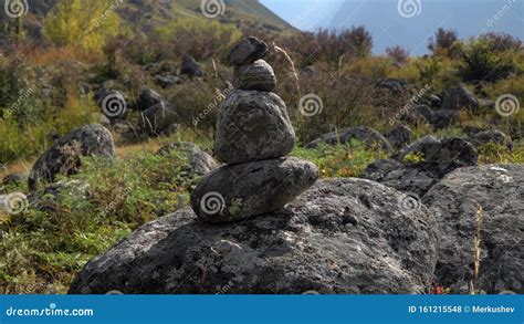 Stone Pyramid Close-up Shot with Siberian Landscape on the Background ...