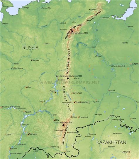 Ural Mountains map