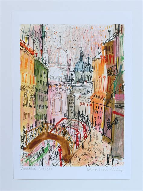 Venice Canal Picture, Signed Art Print, Watercolour Painting, Pencil ...