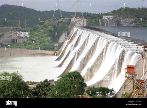 Narmada river dam in kevadia colony ; Gujarat ; India Stock Photo ...