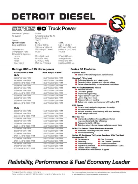 Detroit Series 60 Engine Specs | Fuel Injection | Horsepower