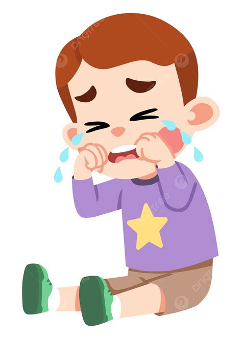 Kid Crying And Sitting Drawn In Cute Style, Crying, Sad, Kid PNG ...