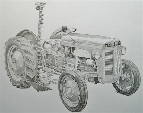 Pencil Portrait of Massey Ferguson Tractor, Drawn from photos emailed ...