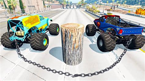 Monster Truck stunts, jumps, crashes, crushing cars, fails #10 - BeamNG ...